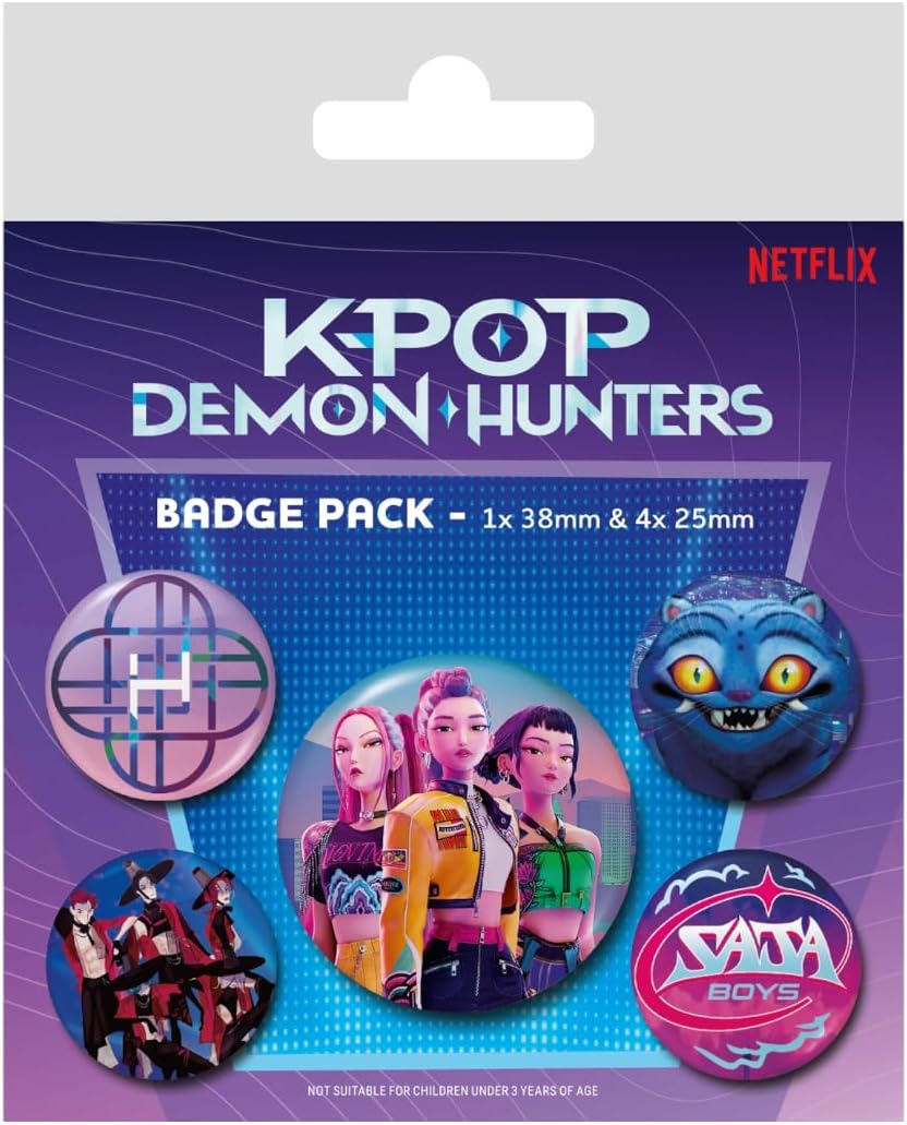 K-Pop Demon Hunters 5 Piece Button Badge Set Button Badges Huntrix Derpy Saja