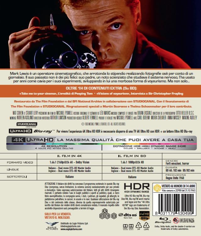 Blu-Ray 4K Uhd Peeping Tom - L'occhio Che Uccide (4K Ultra Hd + Blu-Ray Hd