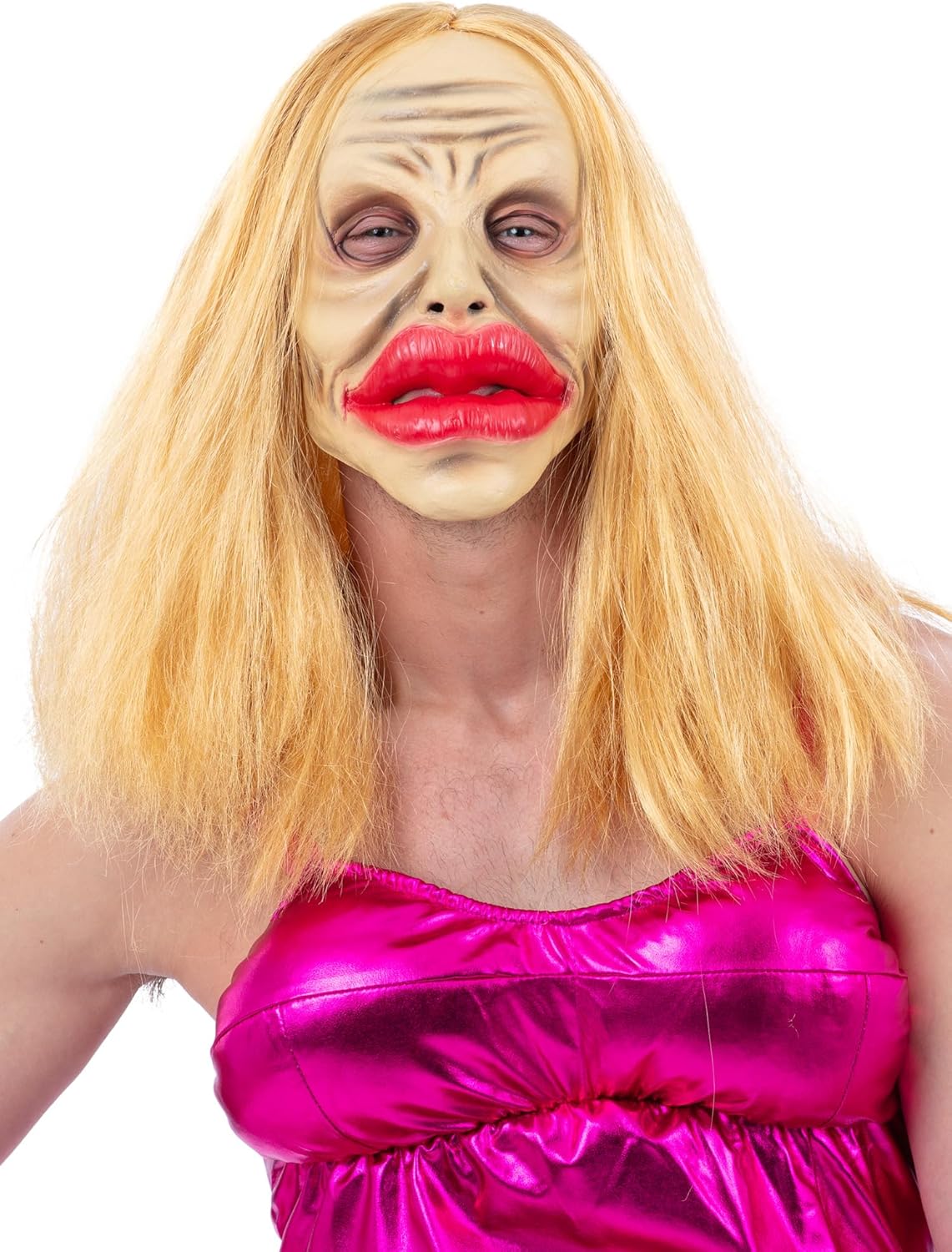 Smiffys Botched Surgery Latex Mask with Hair Horror Halloween Fancy Dress Accessory Scary Costume Mask for Adults