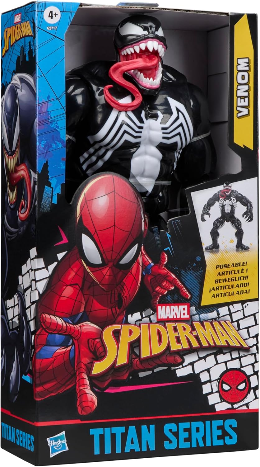 Marvel Spider-Man Titan Series Venom Deluxe Action Figure, 30-cm-scale (12 inch) Super Hero Toys for Children Ages 4+, Black