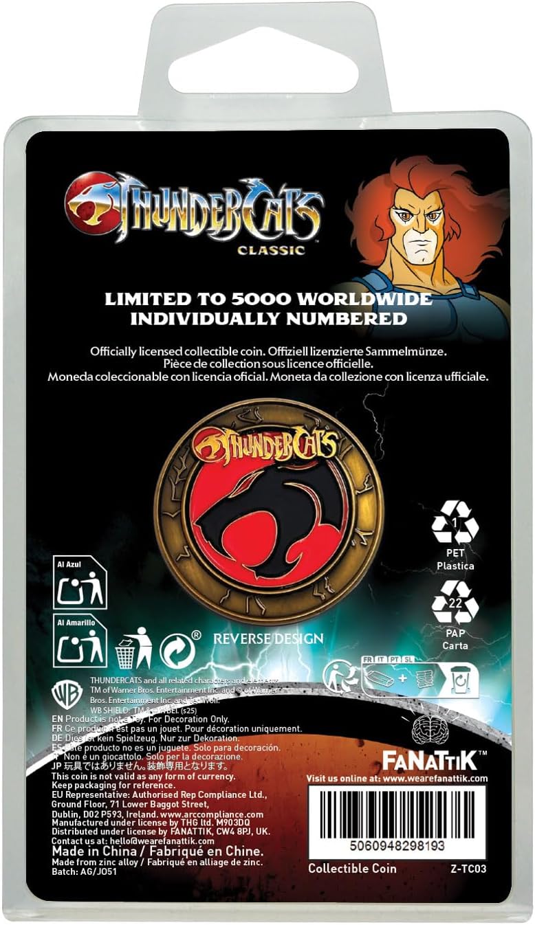 FaNaTtik ThunderCats 40th Anniversary Lion‑O Collectible Coin – Officially Licensed Limited Edition, Individually Numbered, 38mm Fan Token