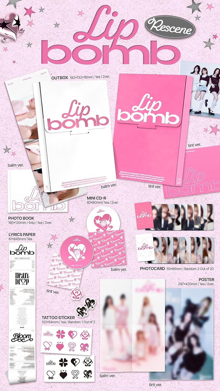 Lip Bomb - Random Cover - incl. Photobook, 2 Photocards, Group Poster + Tattoo Sticker