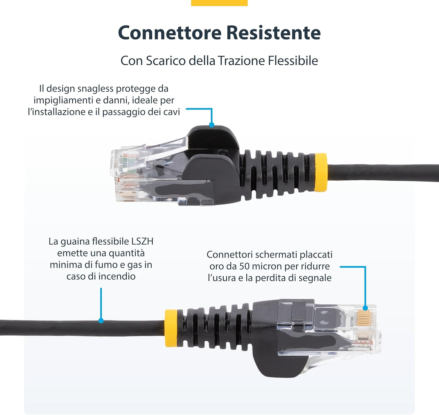 StarTech.com Cavo Ethernet CAT6 Arancione da 2m; Patch UTP con Plug RJ45 Antigroviglio, Cavo Lan Slim in Rame Puro 28AWG