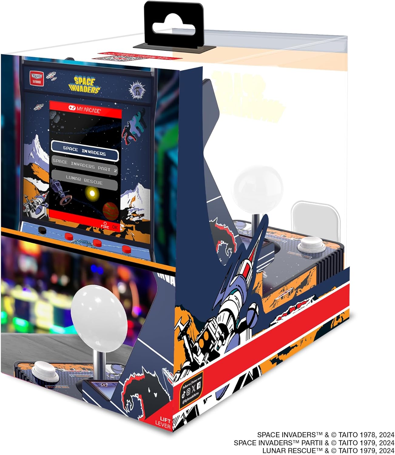 My Arcade Space Invaders Joystick-speler: Retro Gaming Console, 3 Retro Games in 1, Space Invaders Arcade