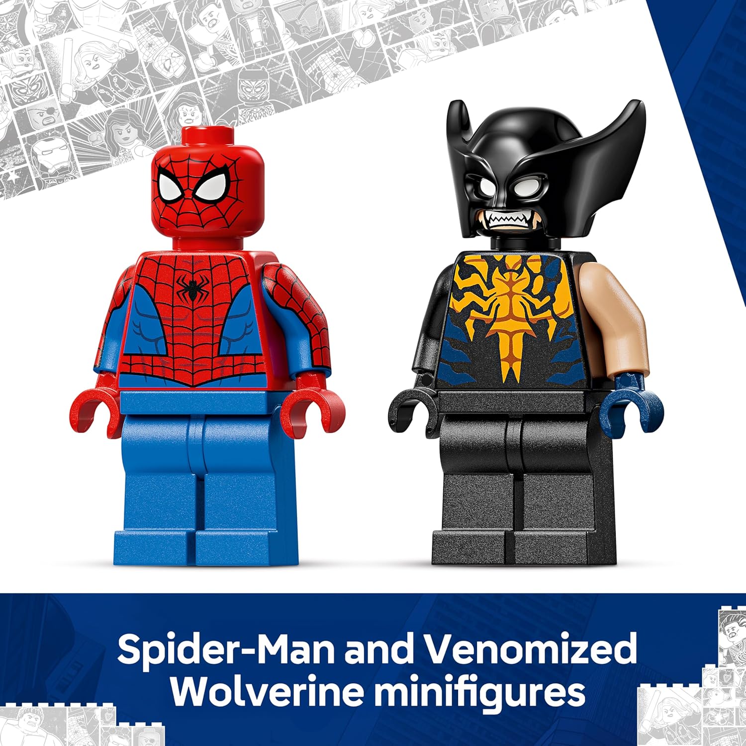 LEGO | Marvel Spider-Man Car vs. Venomized Wolverine - Superhero Toy w/a Car Model, 2 Minifigures & 2 Spring Shooters - Gift for 7+ Year Old Boys & Fans - 76336