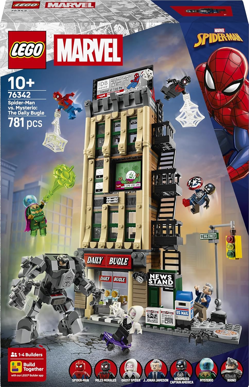 LEGO | Marvel Spider-Man vs. Mysterio: The Daily Bugle Building - Superhero Toy w/a Mech Action Figure & 7 Minifigures - Birthday Gift for 10+ Year Old Boys & Movie Fans - 76342