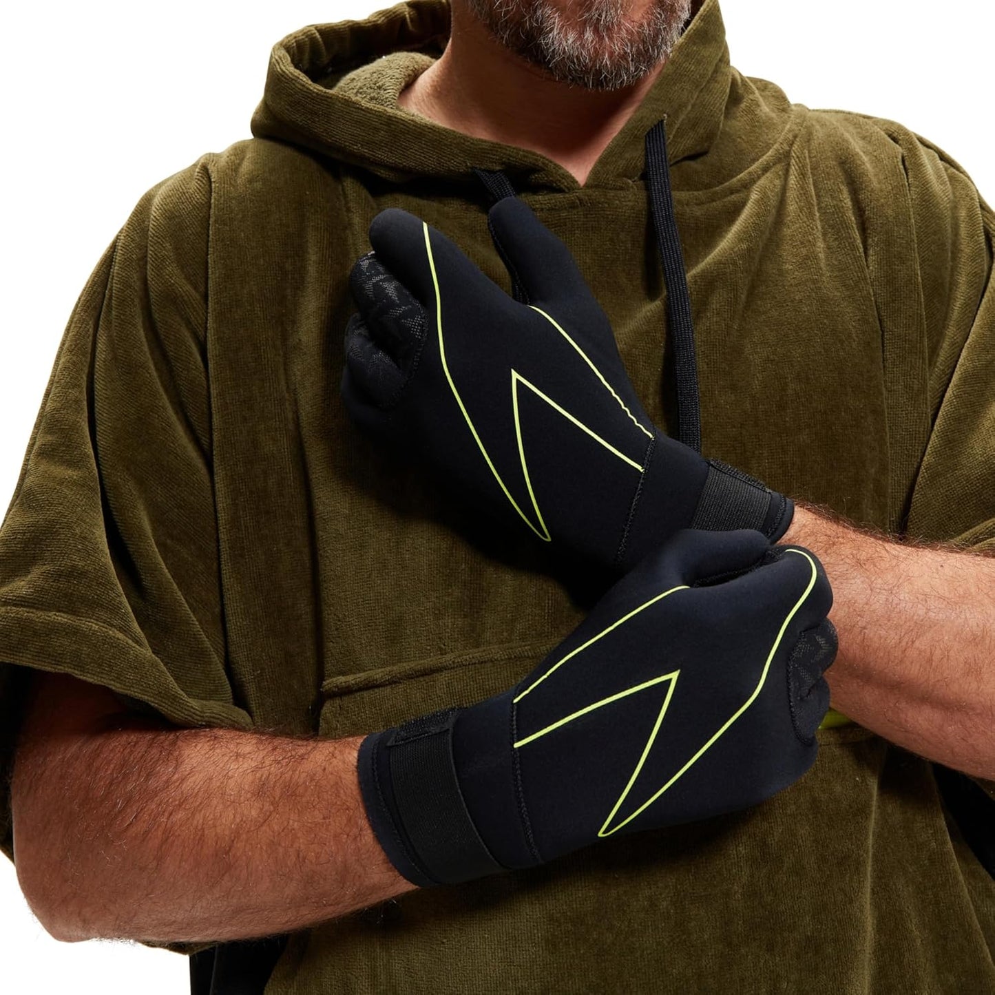 Speedo Open Water Neoprene Swim Gloves (Black/Fluo Yellow, Small)