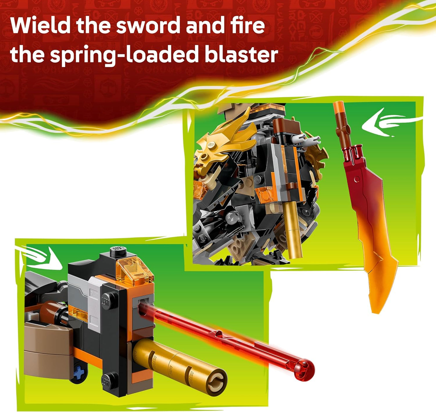 LEGO NINJAGO Cole's Mission Mech & Dragon Zane - Ninja Toy w/an Action Figure, 3 Minifigures and Swords - Birthday Gift for 7+ Year Old Boys & Fans - 71854