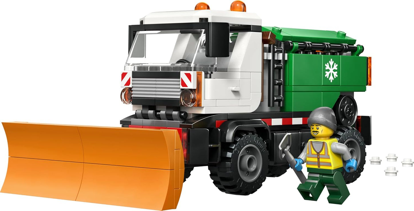LEGO City Snowplough Truck Toy - Model Kit w/a Minifigure, Tools & Gritter Function - Birthday Gift Idea for 6+ Year Old Boys & Engineering Fans - 60490