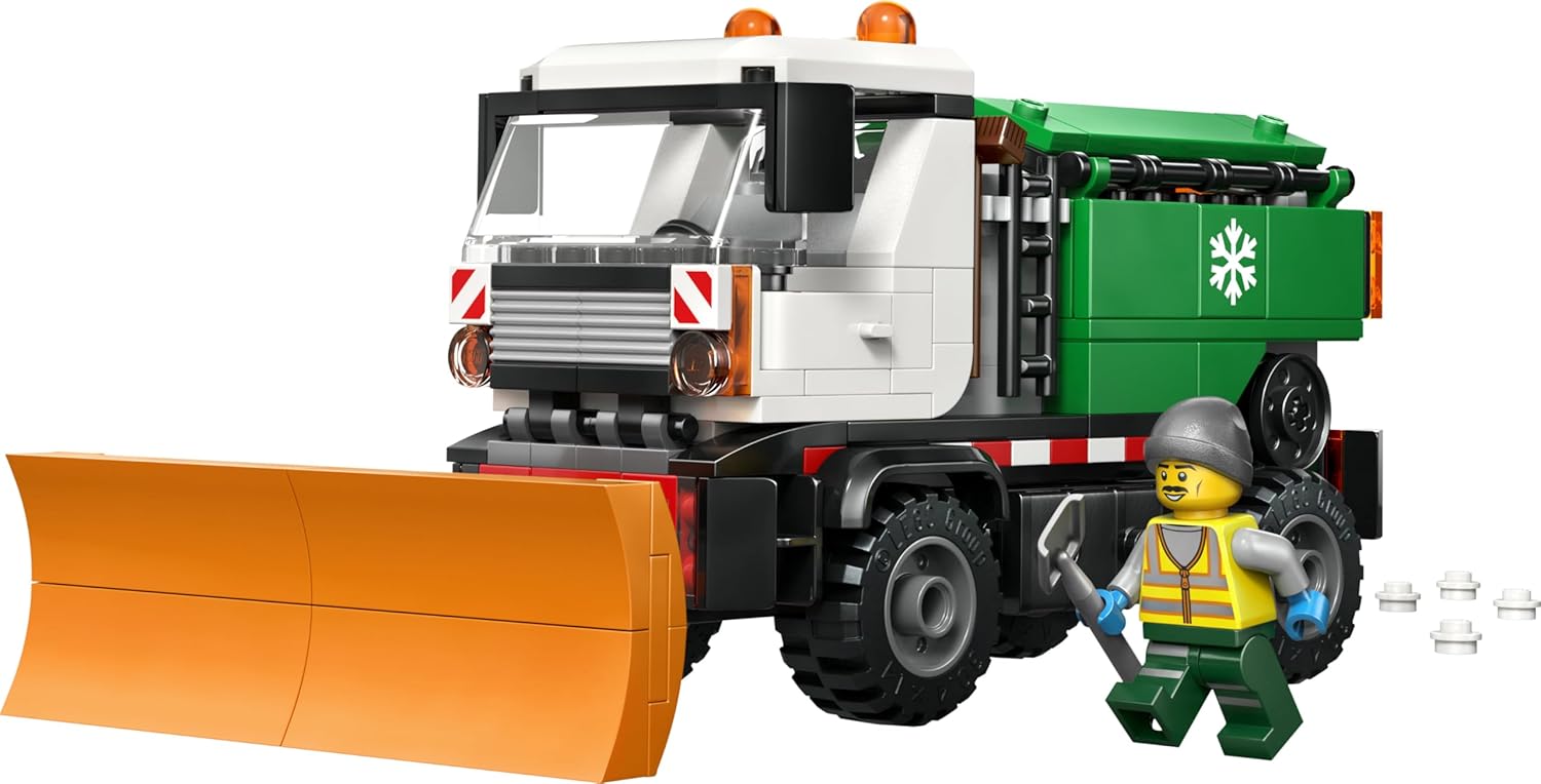 LEGO City Snowplough Truck Toy - Model Kit w/a Minifigure, Tools & Gritter Function - Birthday Gift Idea for 6+ Year Old Boys & Engineering Fans - 60490