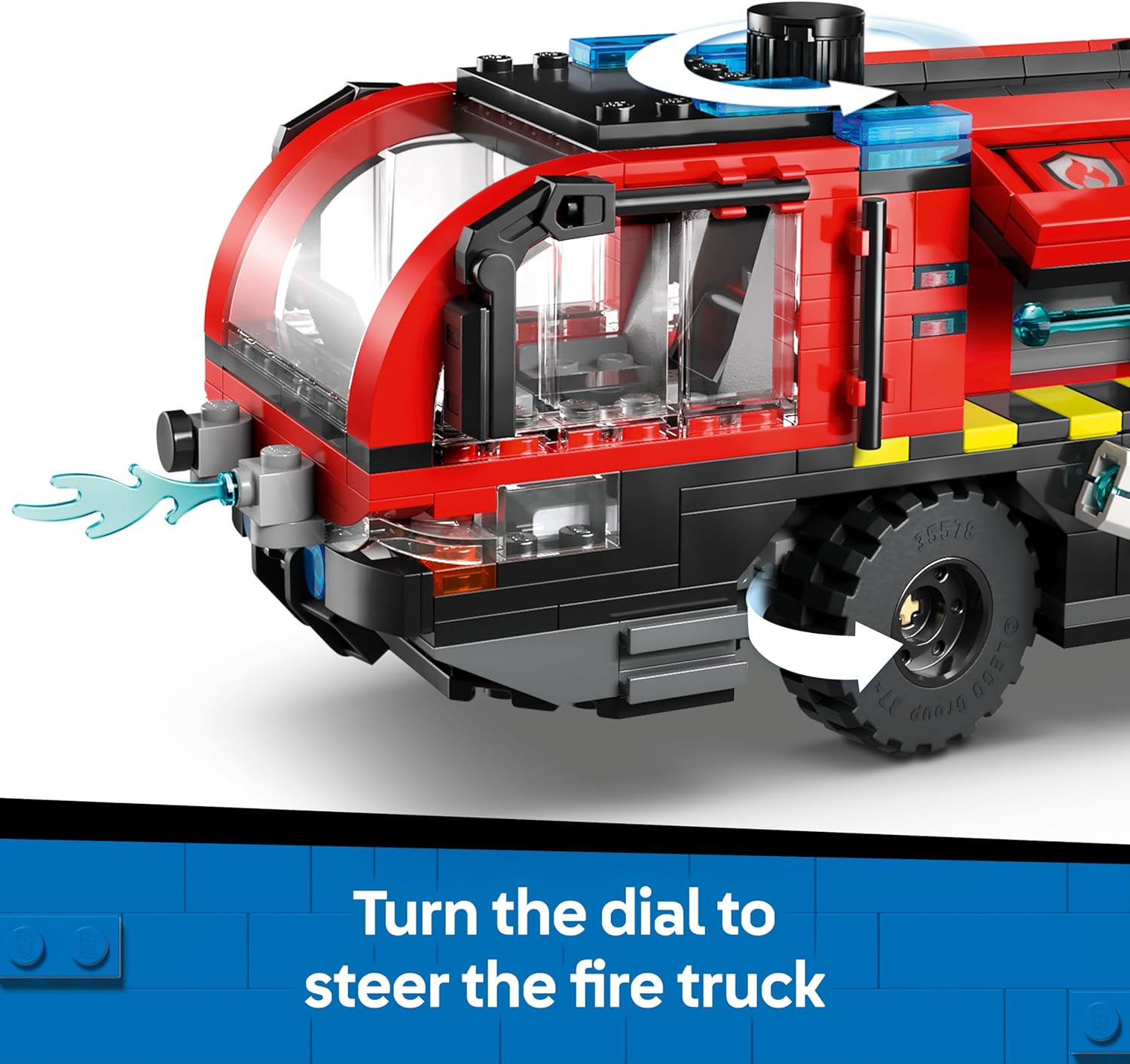 LEGO City Airport Fire Engine Truck Toy - Emergency Vehicle Model Kit w/ 4 Firefighter Minifigures - Birthday Gift Idea for 7+ Year Old Boys & Engineering Fans - 60499