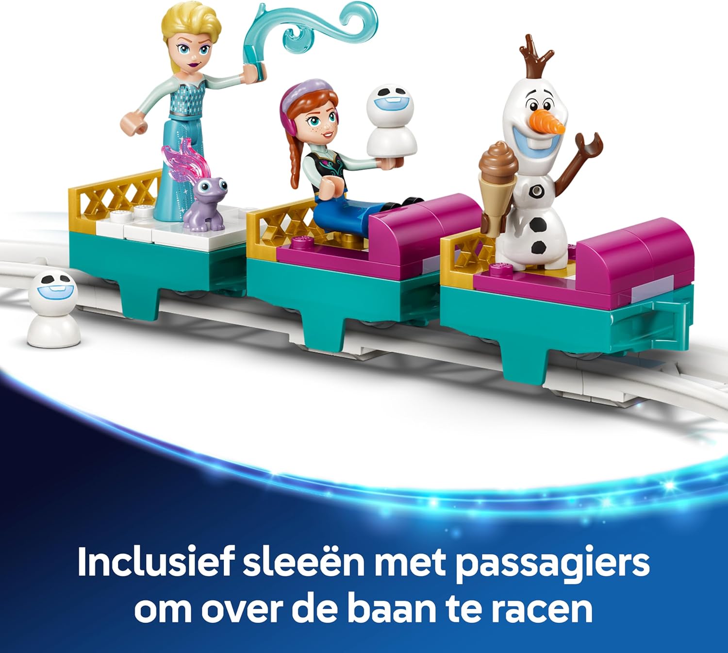 LEGO Disney Elsa's IJskasteel en Sneeuwrit – Bouwpakket voor Kinderen Incl. Anna en Elsa Poppetjes, Olaf, Treinrails en Sneeuwwagens – Cadeau voor Meisjes vanaf 4 Jaar – 43281