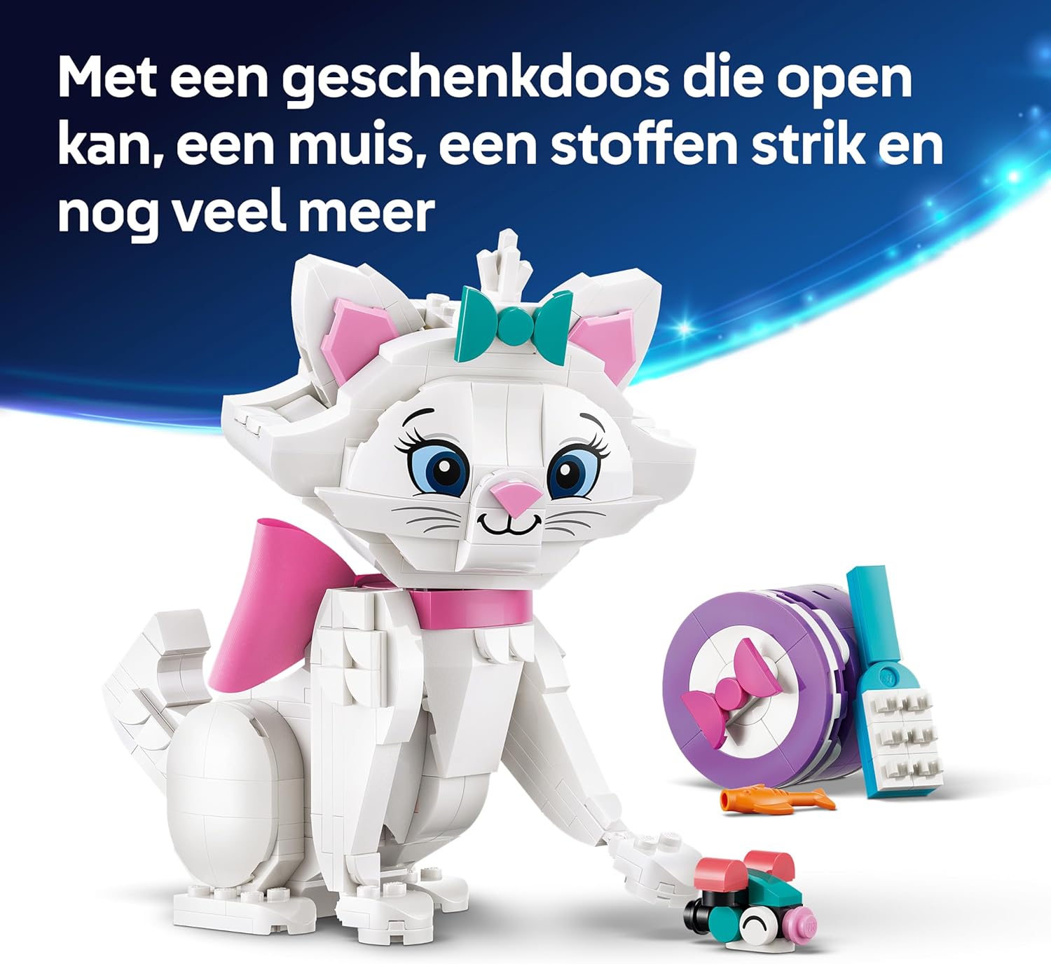 LEGO|Disney The Aristocats Adorable Marie - Toy Cat Animal Figure w/Accessories incl. a Textile Bow - DIY Bedroom Decor - Nostalgic Gift for 7+ Year Old Girls & Fans - 43286