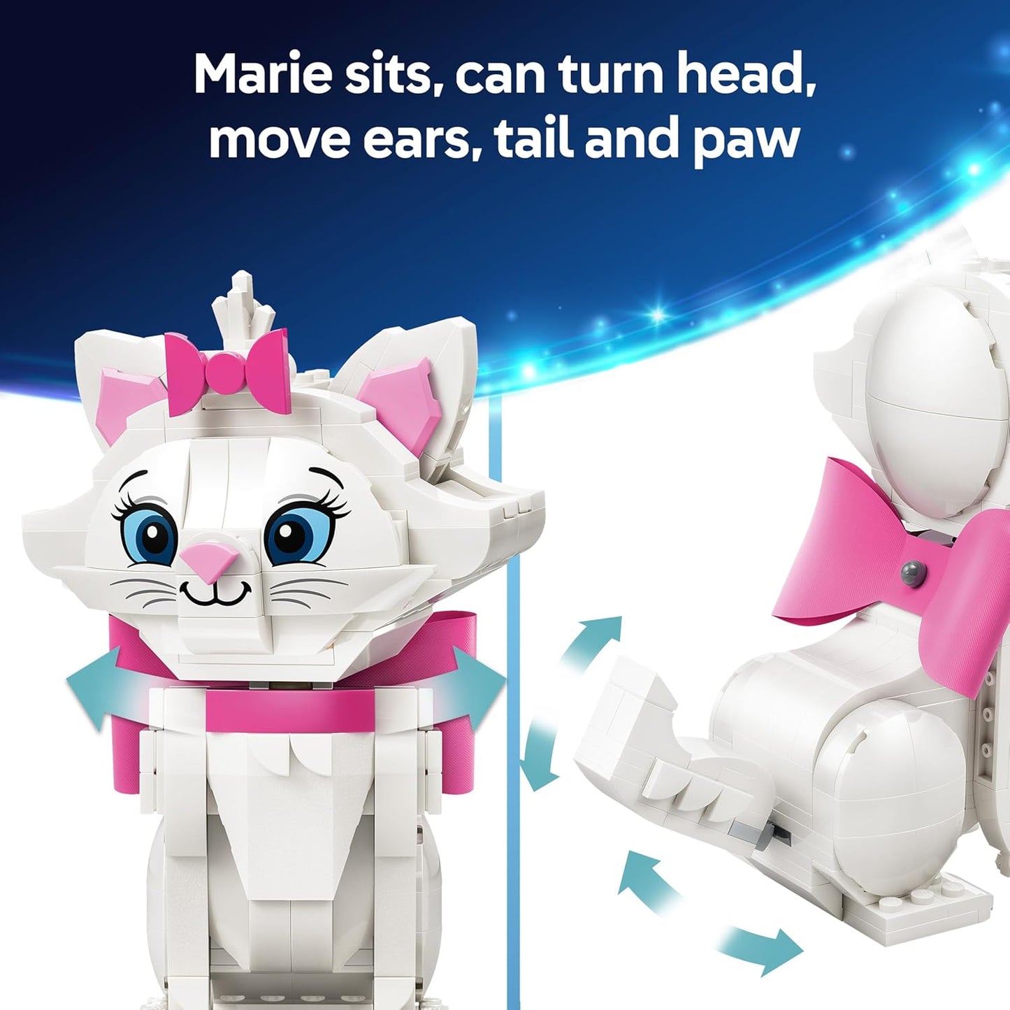 LEGO|Disney The Aristocats Adorable Marie - Toy Cat Animal Figure w/Accessories incl. a Textile Bow - DIY Bedroom Decor - Nostalgic Gift for 7+ Year Old Girls & Fans - 43286