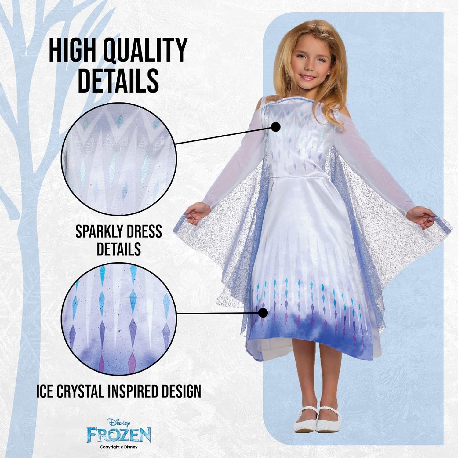 Disney officieel Classic Frozen Elsa-kostuum voor meisjes, Elsa-jurk meisjes, ijskoningin-kostuum voor meisjes, Elsa-kostuum voor kinderen, carnaval, carnavalskostuum, prinsessenkostuum voor kinderen