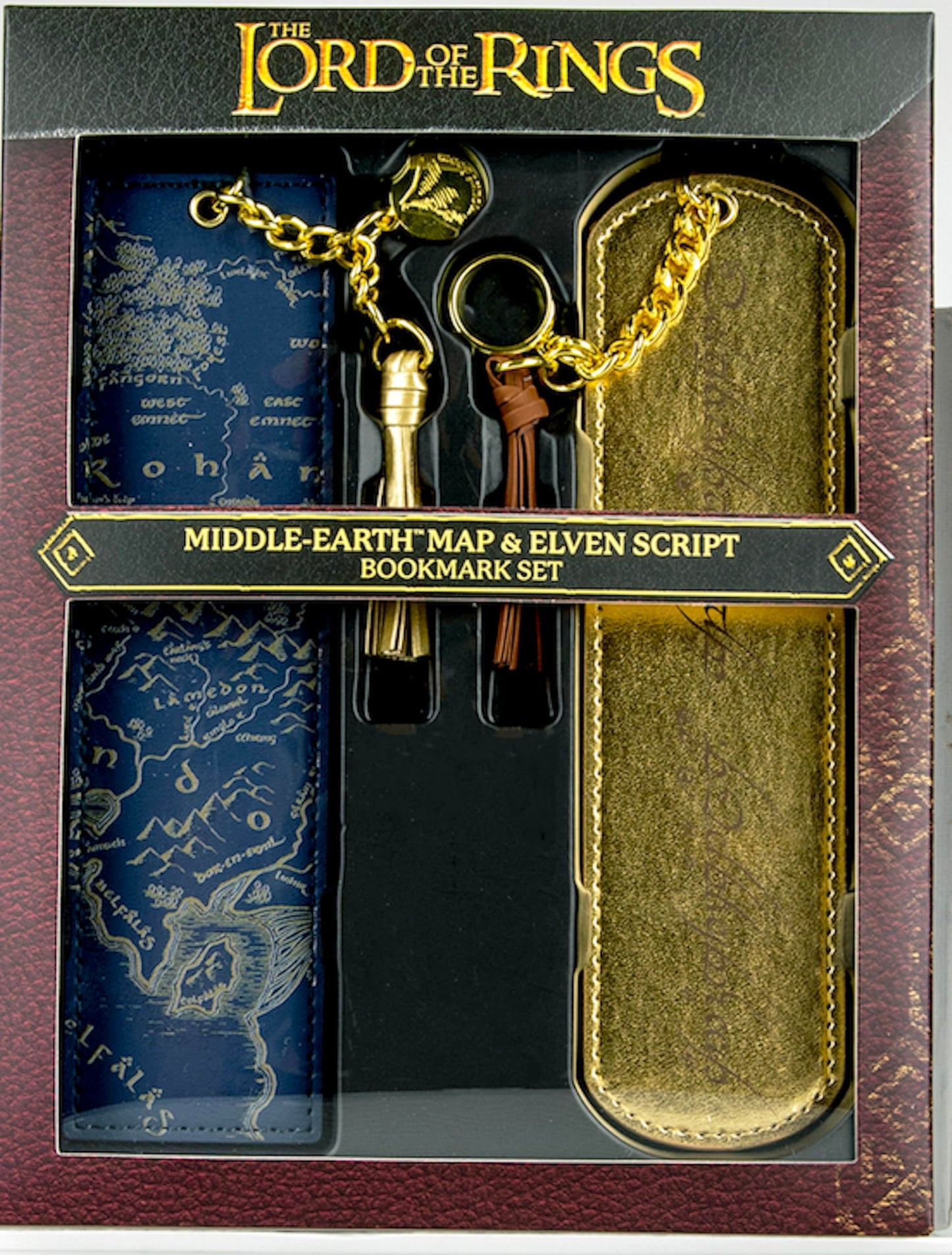 Lord of The Rings Middle-Earth Map and Elven Script Bookmark Set by The Noble Collection