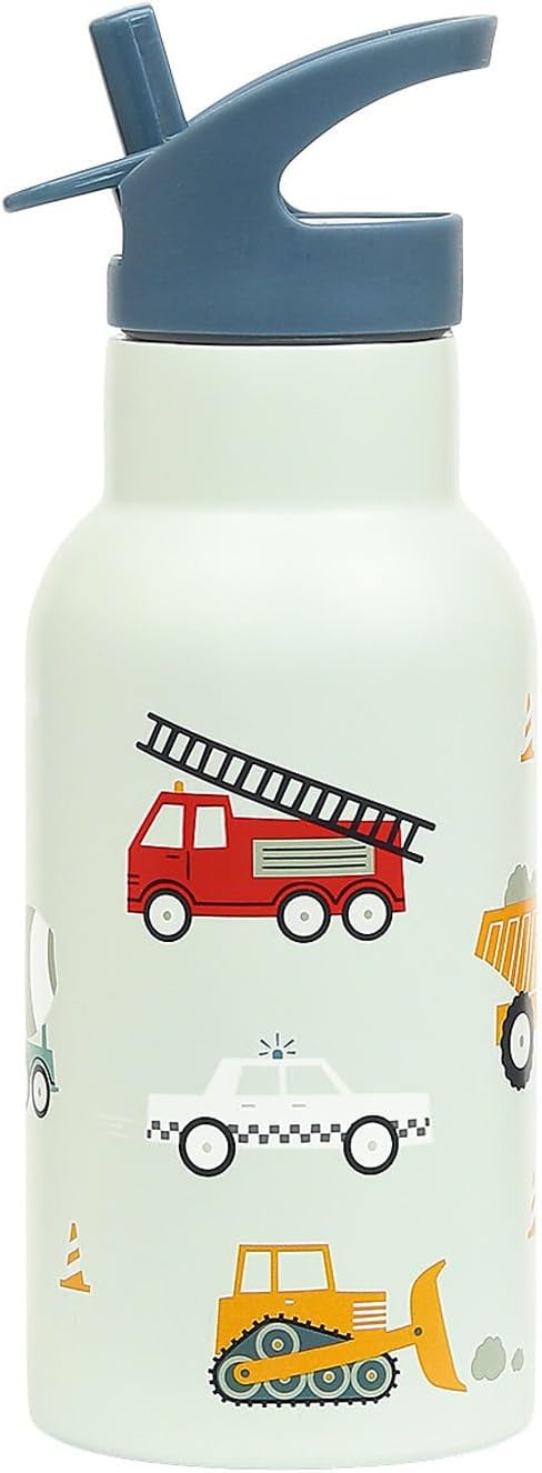 A LITTLE LOVELY COMPANY Drinkfles voor kinderen van roestvrij staal, motief: voertuigen