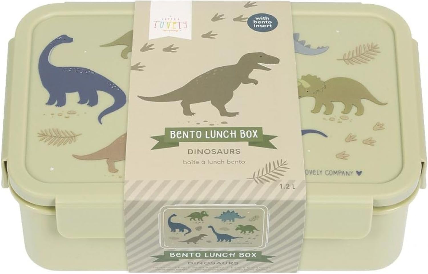 A Little Lovely Company - Bento Lunch Box - Dinosaurs - 22 X 7.5 X 14.5 Cm
