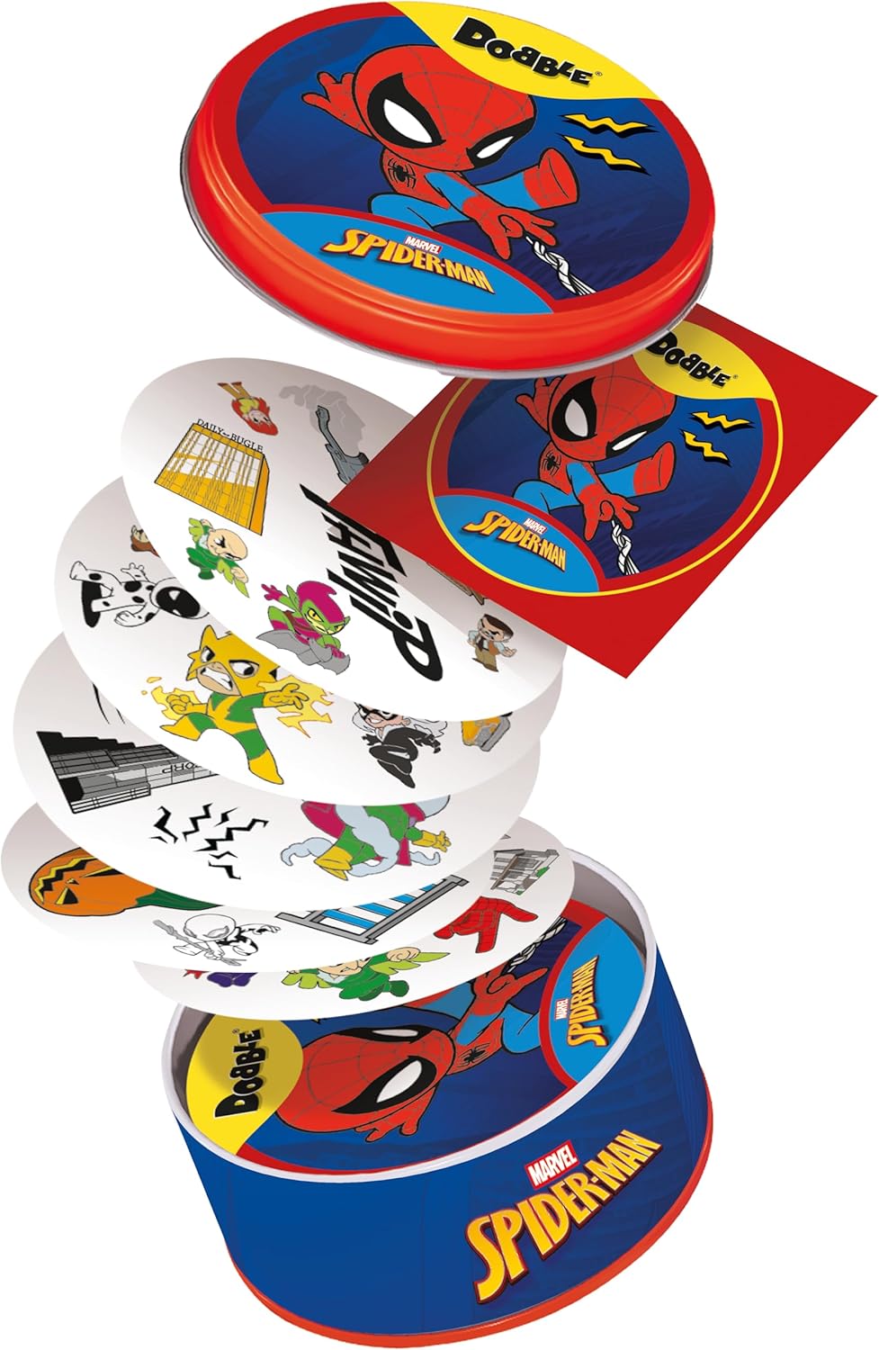 Asmodee | Dobble Spiderman | Family Card Game | Ages 6+ | 2-8 Players | 15+ Minutes Playing Time