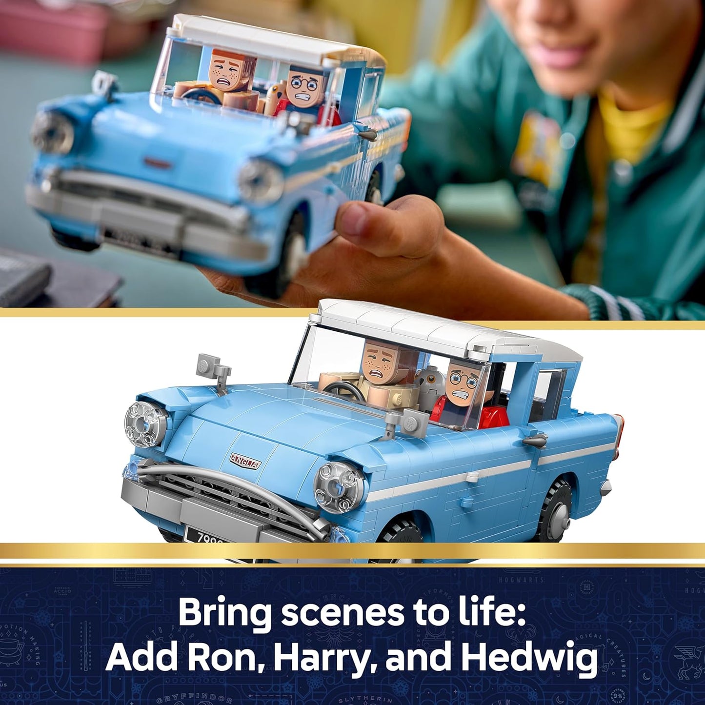 LEGO Harry Potter Enchanted Flying Ford Anglia - Car Model Kit with Harry, Ron & Hedwig Figures - Gift for 14+ Year Old Girls, Boys & Teenage Fans - 76470