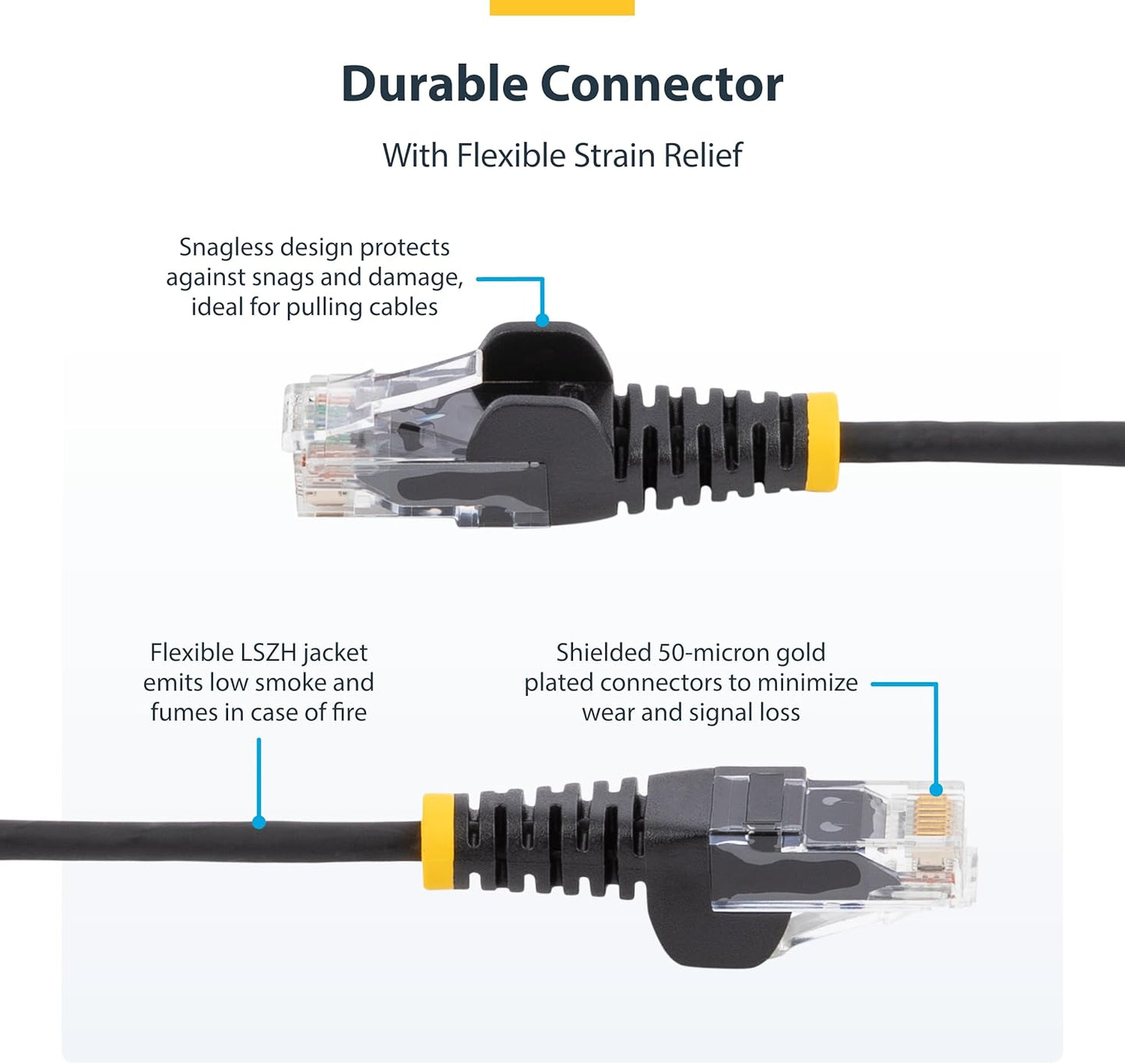 StarTech.com 2.5m Orange Slim CAT6 Ethernet Cable, Snagless RJ45, LSZH, 28AWG Pure Bare Copper, Slim Network Patch Cable/Cord