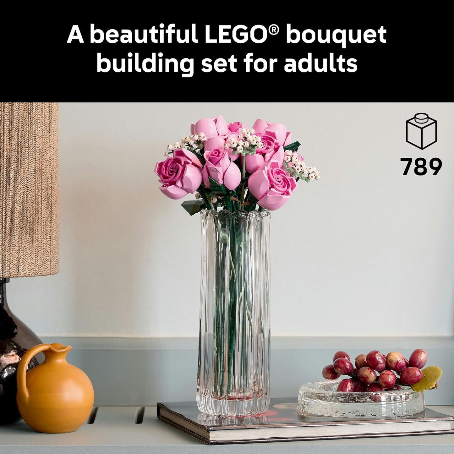 LEGO Botanicals Roze Rozenboeket Bouwpakket voor Volwassenen - Displaymodel Incl. Bloemen Figuur met Bewegende Poot, Goudmunt en Wensdecoraties - Cadeau-Idee voor Lentefestival - 10368