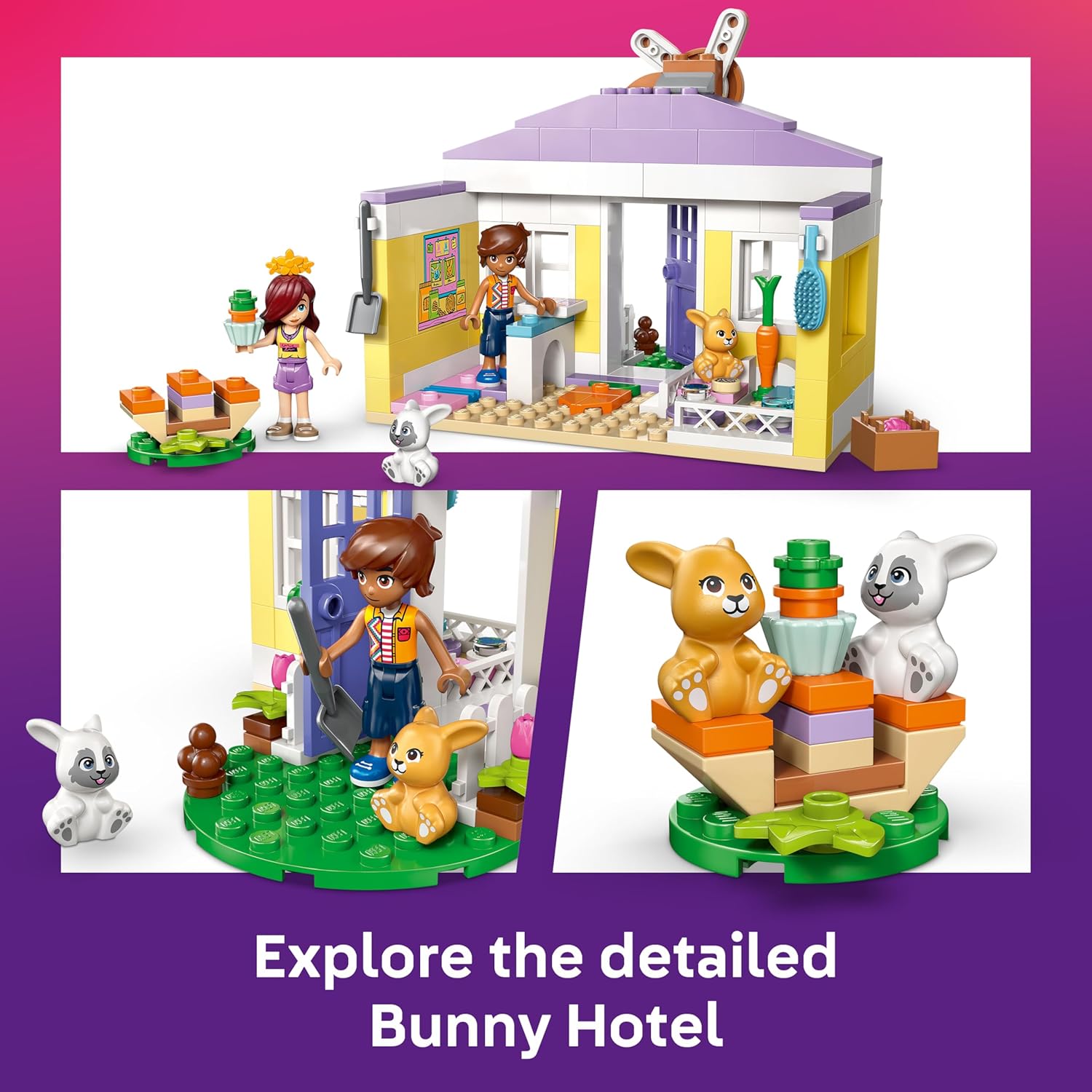 LEGO Friends Heartlake City Bunny Hotel - House Toy w/ 2 Mini Dolls, 2 Animal Figures & Pet Care Accessories - Birthday Gift Idea for 5+ Year Old Girls - 42679