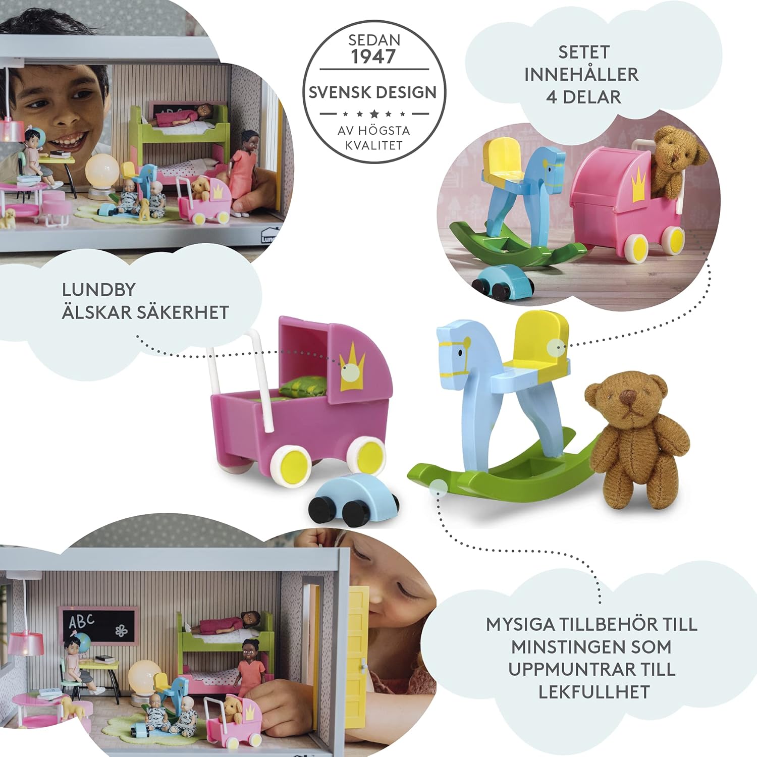 Lundby Poppenhuis accessoires - mini poppen huismeubels, kunststof & stoffen poppen huis poppenaccessoires speelsets - leeftijd 4+, schaal 1:18