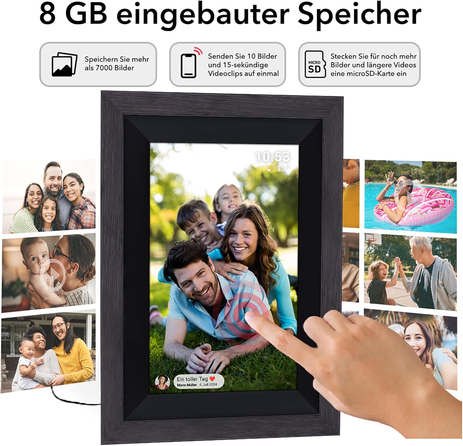 Rollei - Smarter Picture Frame - 10 Diagonal - Wifi - App Control - Wood Frame - Model 105 - 10.1
