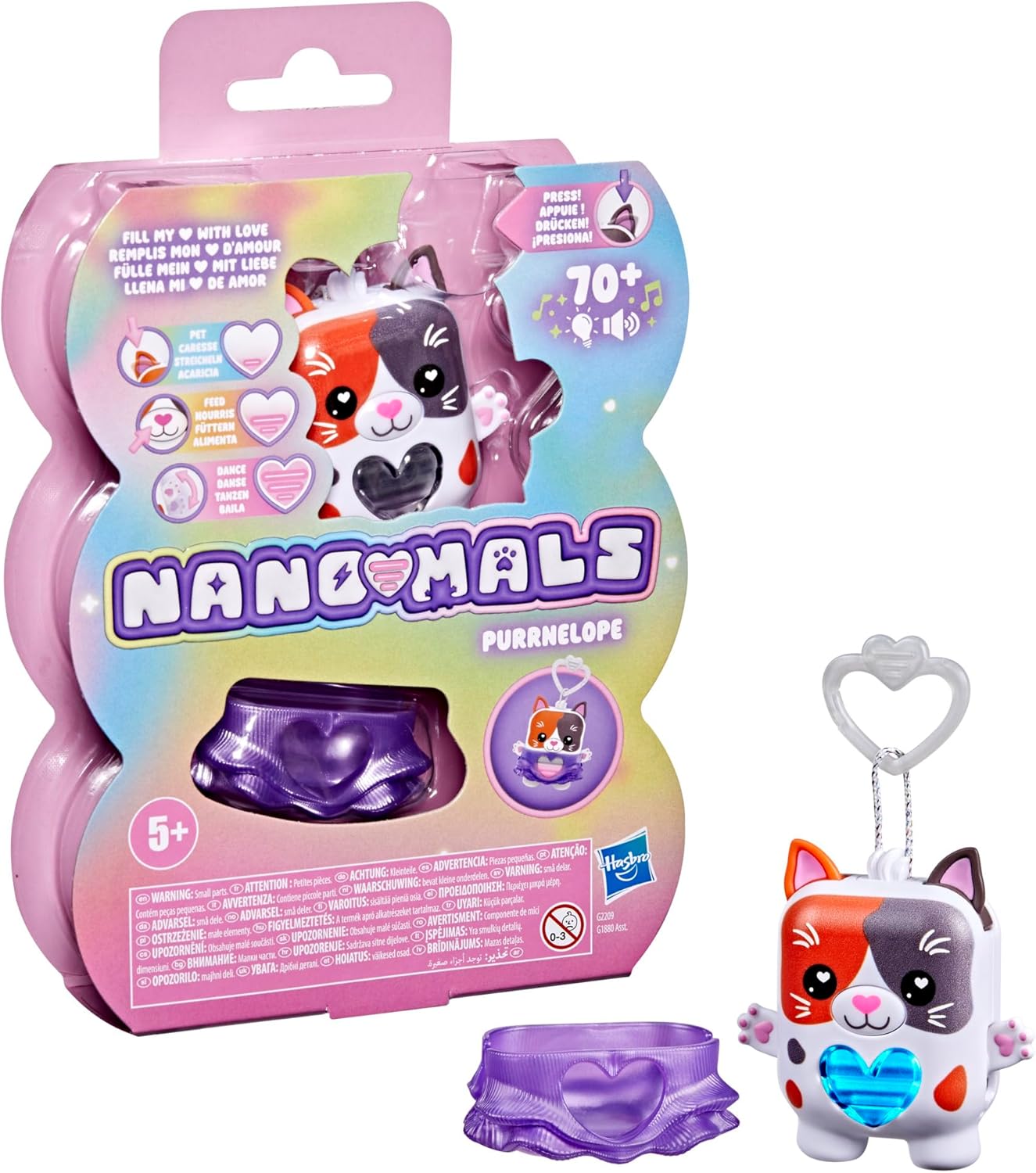 Hasbro Nano-Mals Purrnelope the Calico Kitty Electronic Fidget Pet, Tricolor