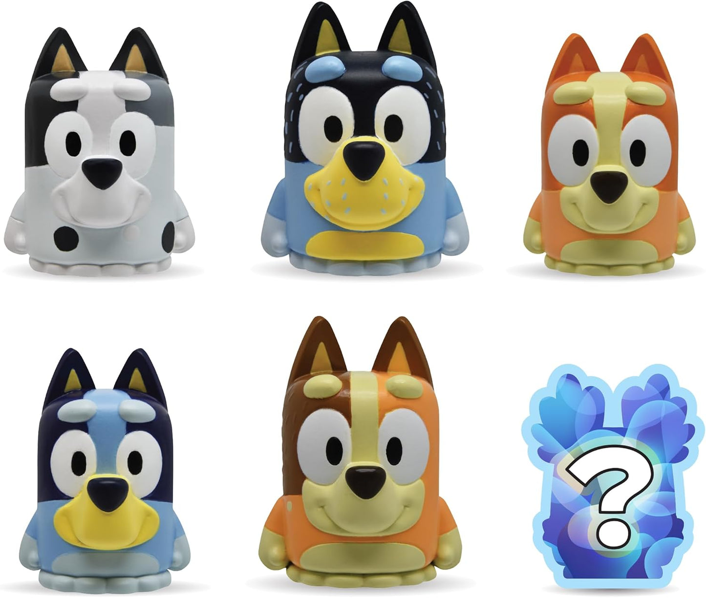 MASH'EMS BLAUWE Squishy Personages om te verzamelen, Bluey Speelgoed, Voorschoolse verzamelobjecten, STIJLEN KUNNEN VERSCHILLEN