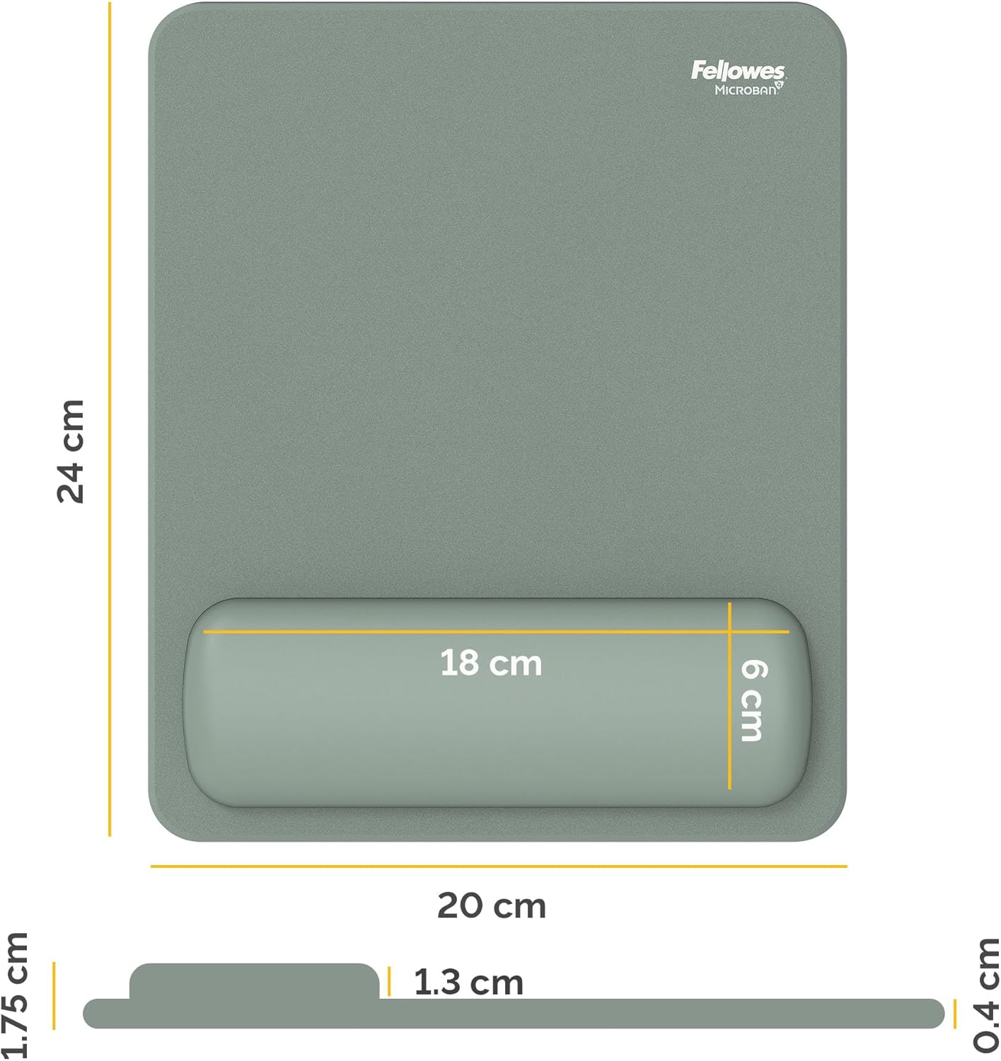 Breyta Mousepad Wrist Rest - Sage, Silicone HEX Cushion Technology Wrist Support Cushion with Mouse mat, Anti Slip Back, for use with Computer, mac or Laptop. Ideal for Home or Office use & Gaming.