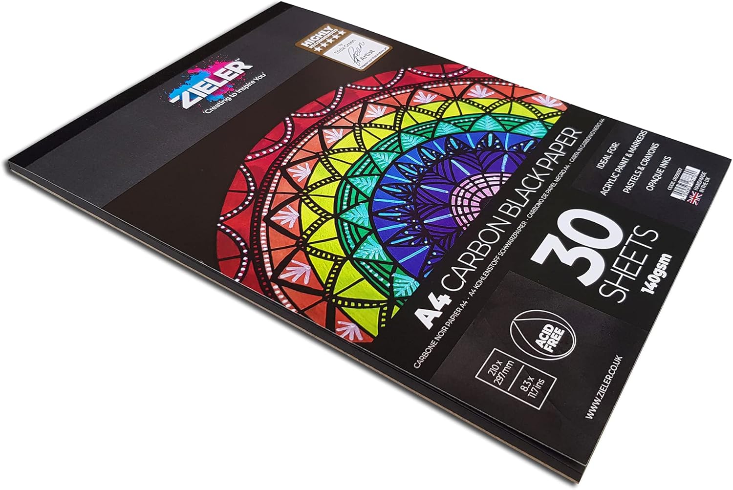 Black Paper Pad van Zieler® | Gladde, zwarte vellen van 140 g/m² (A4