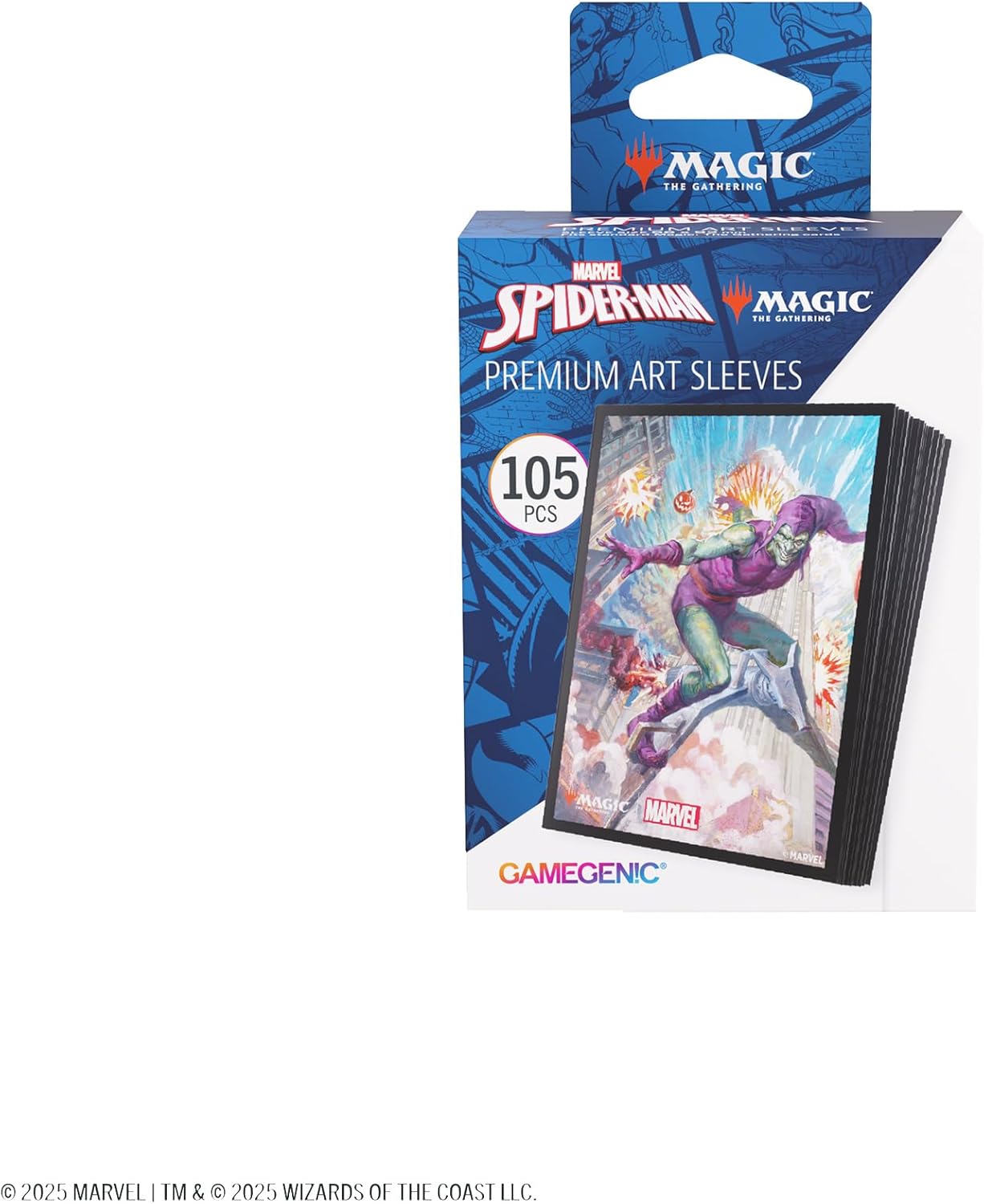 Gamegenic | Magic: The Gathering - Marvel's Spider-Man Premium Art Sleeves - Green Goblin| 105 Sleeves Per Pack | Trading Card Accessory