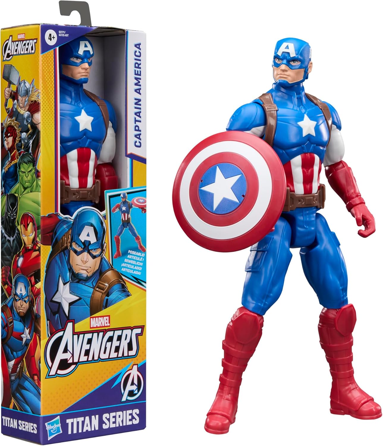 Marvel Avengers Titan Series Captain America 29.2-cm (11.5 inches) Action Figure, Super Hero Figures & Toys for kids, Ages 4+