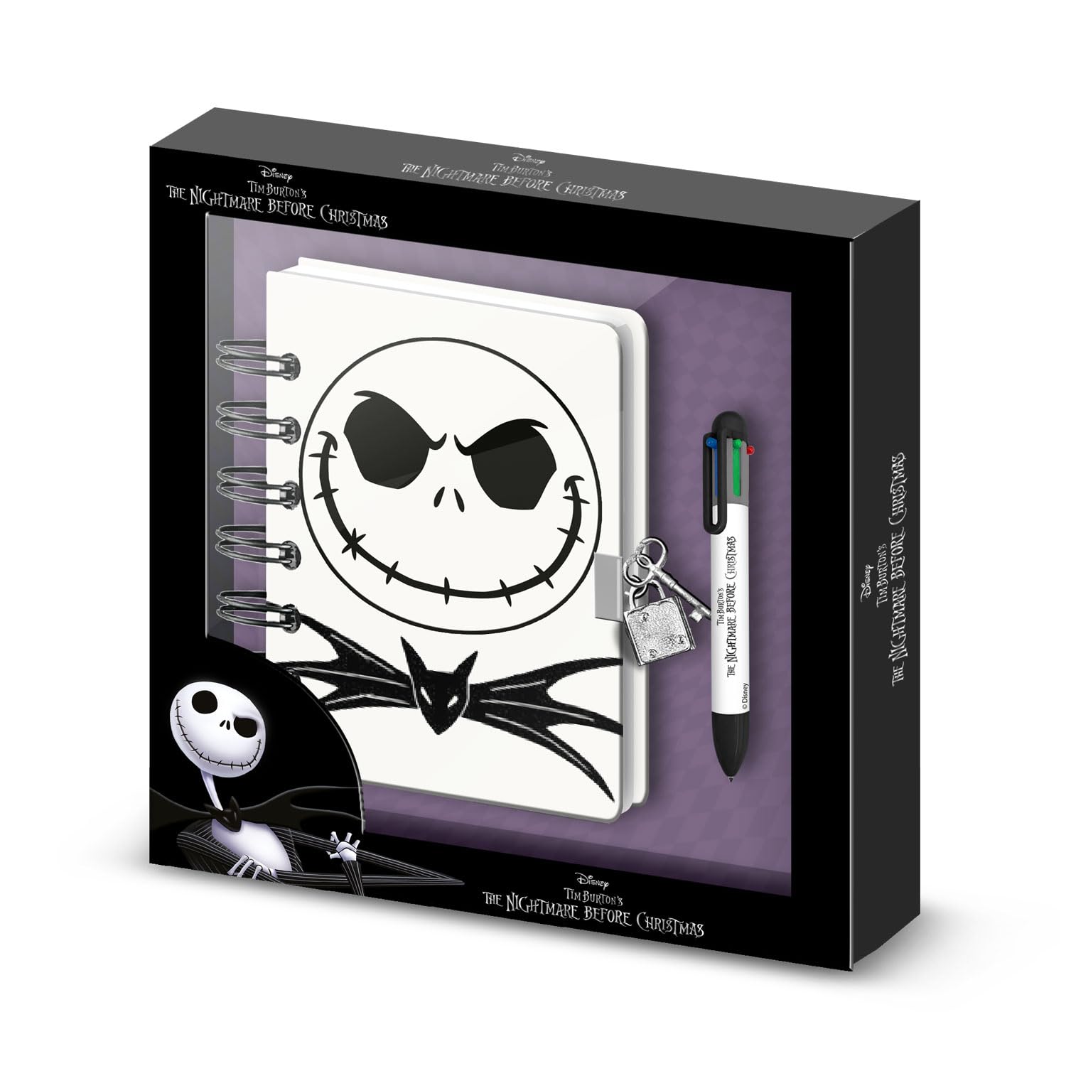 Disney Nightmare Before Christmas Jack-Confezione con Diario A5 + Penna 6 Colori, Lilla