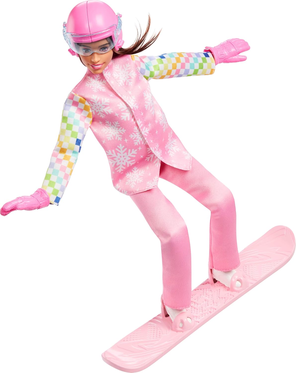 Barbie Careers Snowboarder Doll Wearing Pink Snow Jacket, Pants & Boots with 10+ Accessories Including Color-Change Snowboard, JKF78