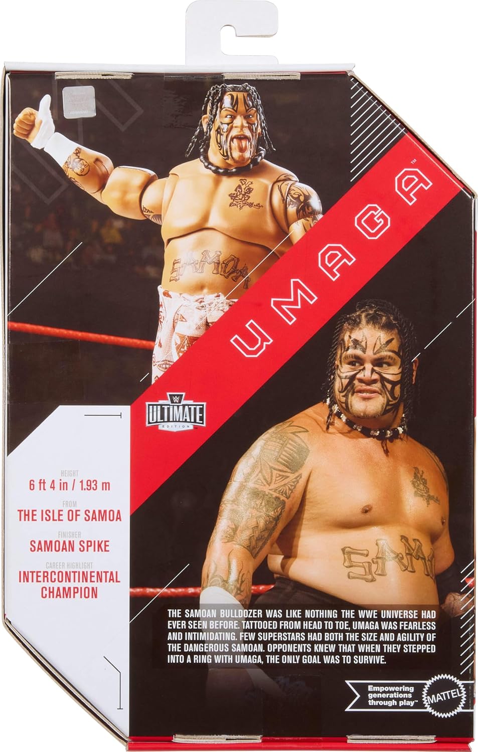 Mattel WWE Ultimate Edition Action Figure & Accessories Set Umaga 6-inch Collectible with Swappable Heads & Hands, 30 Articulation Points, JHV91