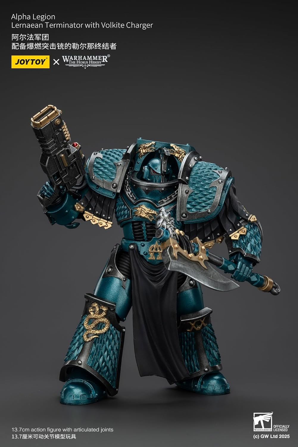 Joy Toy Warhammer Collectibles 1:18 Legione Lernaean Terminator con Volkite Charger Action Figure, altezza 13,46 cm