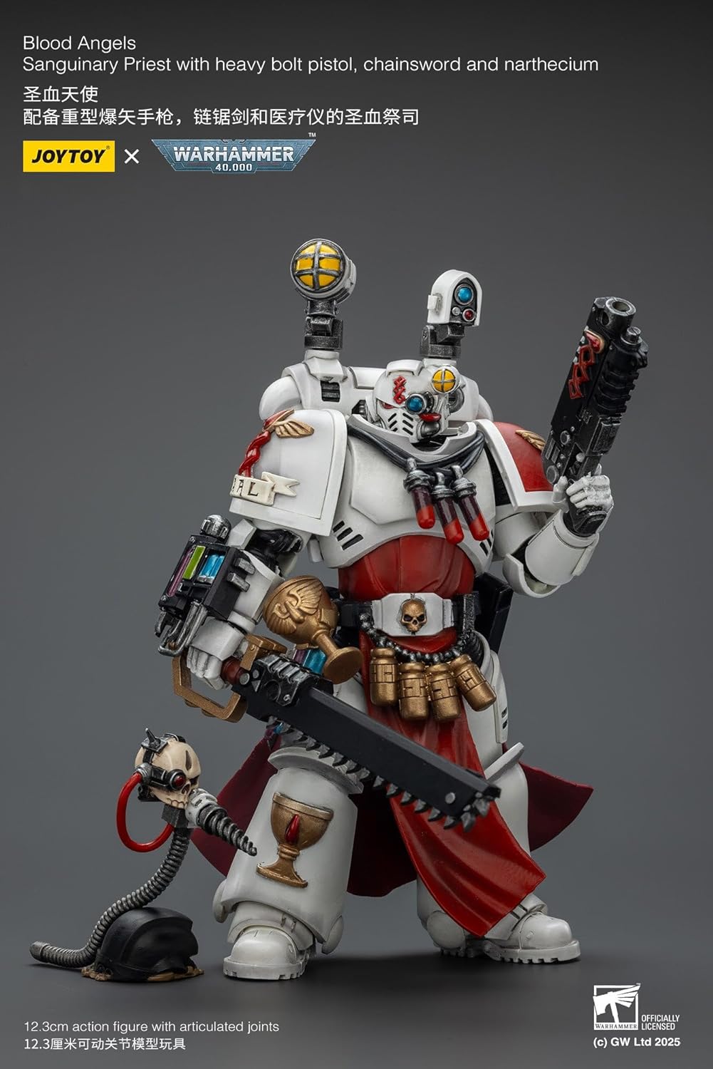 JOYTOY Warhammer 40.000 Blood Angel: Sanginary Priest (ausgestattet mit schwerer Bolterpistole, Kettenschwert, Nalcium) Figurenware WH 40K
