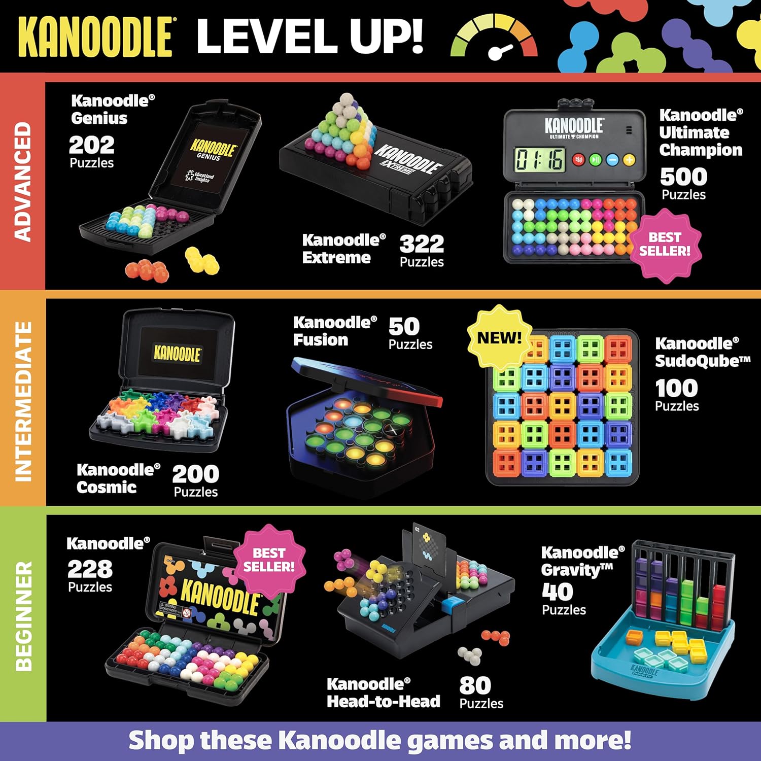 Learning Resources Juego de Ingenio Kanoodle SudoQube Rompecabezas Lógico 3D Multicolor