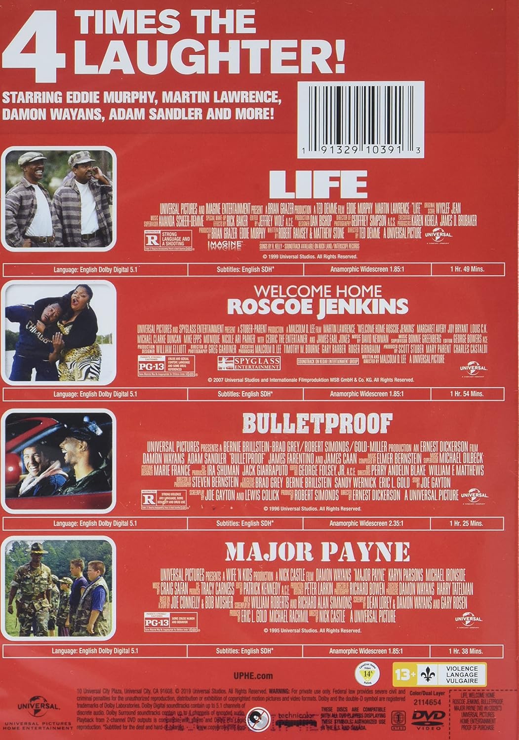 4 Movie Collection Comedy (Life/Welcome Home Roscoe Jenkins/MajorPayne)
