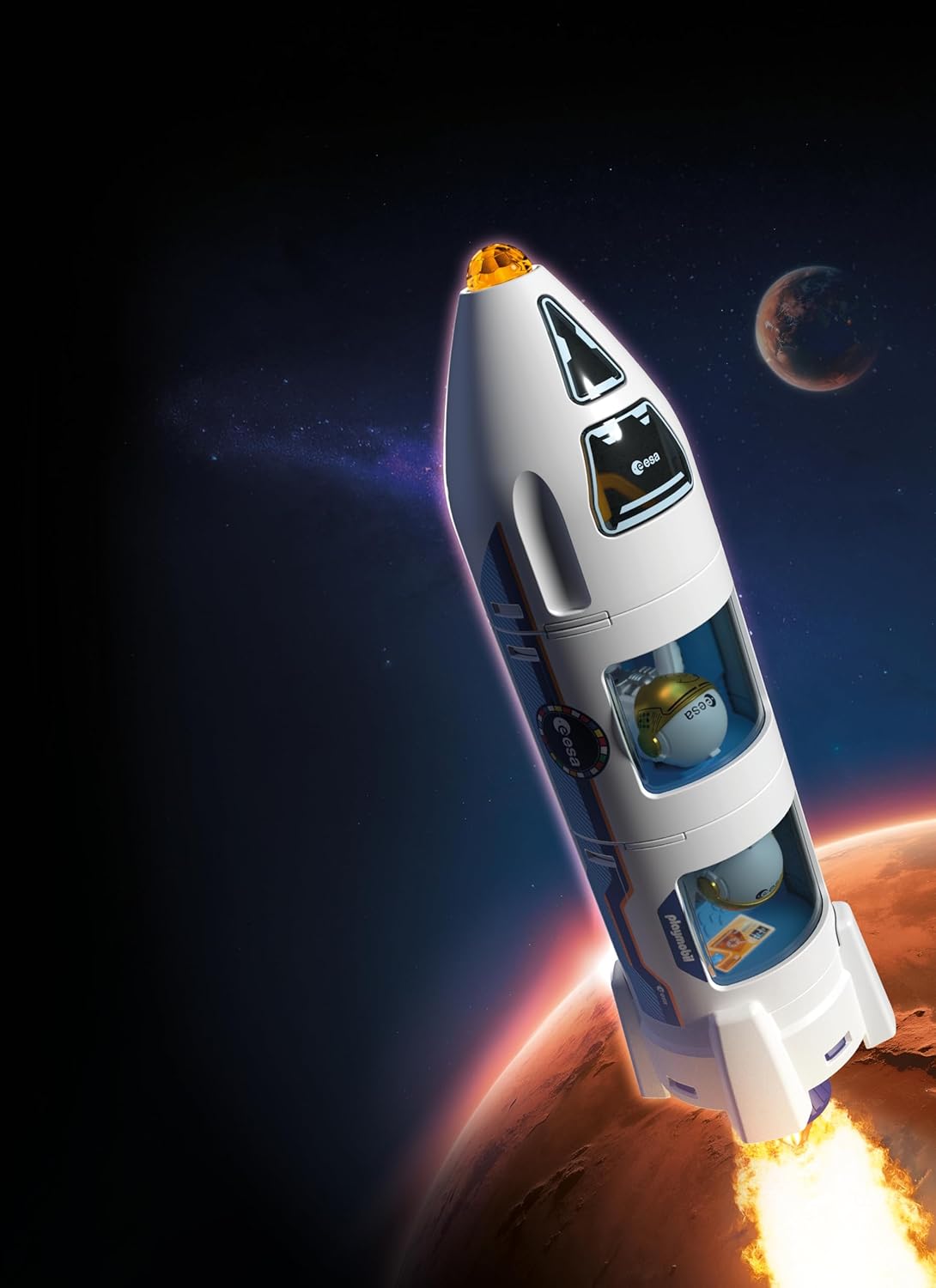 PLAYMOBIL Space ESA Mars Research Rocket | Modulaire raket met lanceerplatform en 2 astronauten | Hoogwaardige ruimtespeelgoedset | Voor kinderen vanaf 4 jaar | 72011