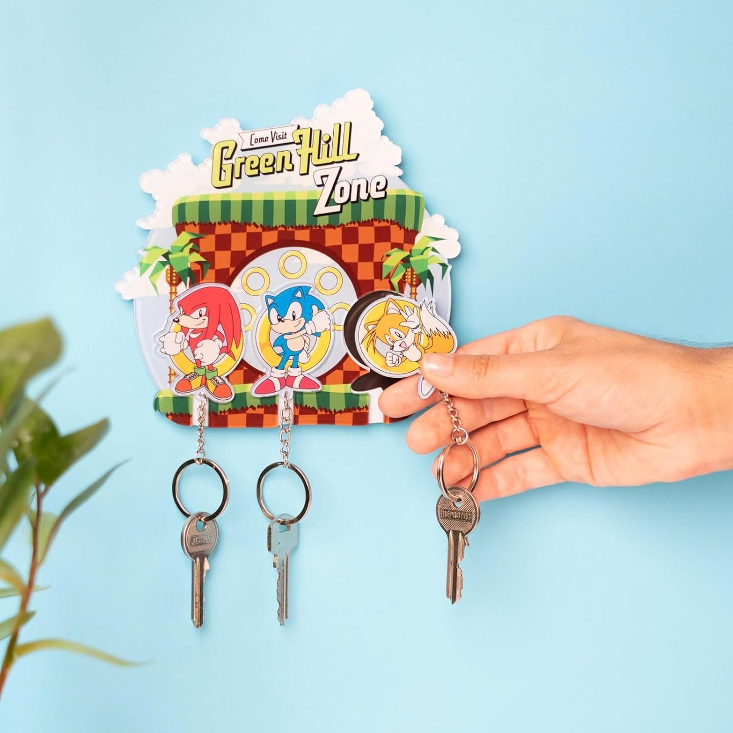 Grupo Erik Portachiavi Sonic da Parete con 3 Appendichiavi Casa | Porta Chiavi da Muro per Casa con Ancoraggi : Gadget Sonic Compleanno - Licenza Ufficiale (16x16 cm
