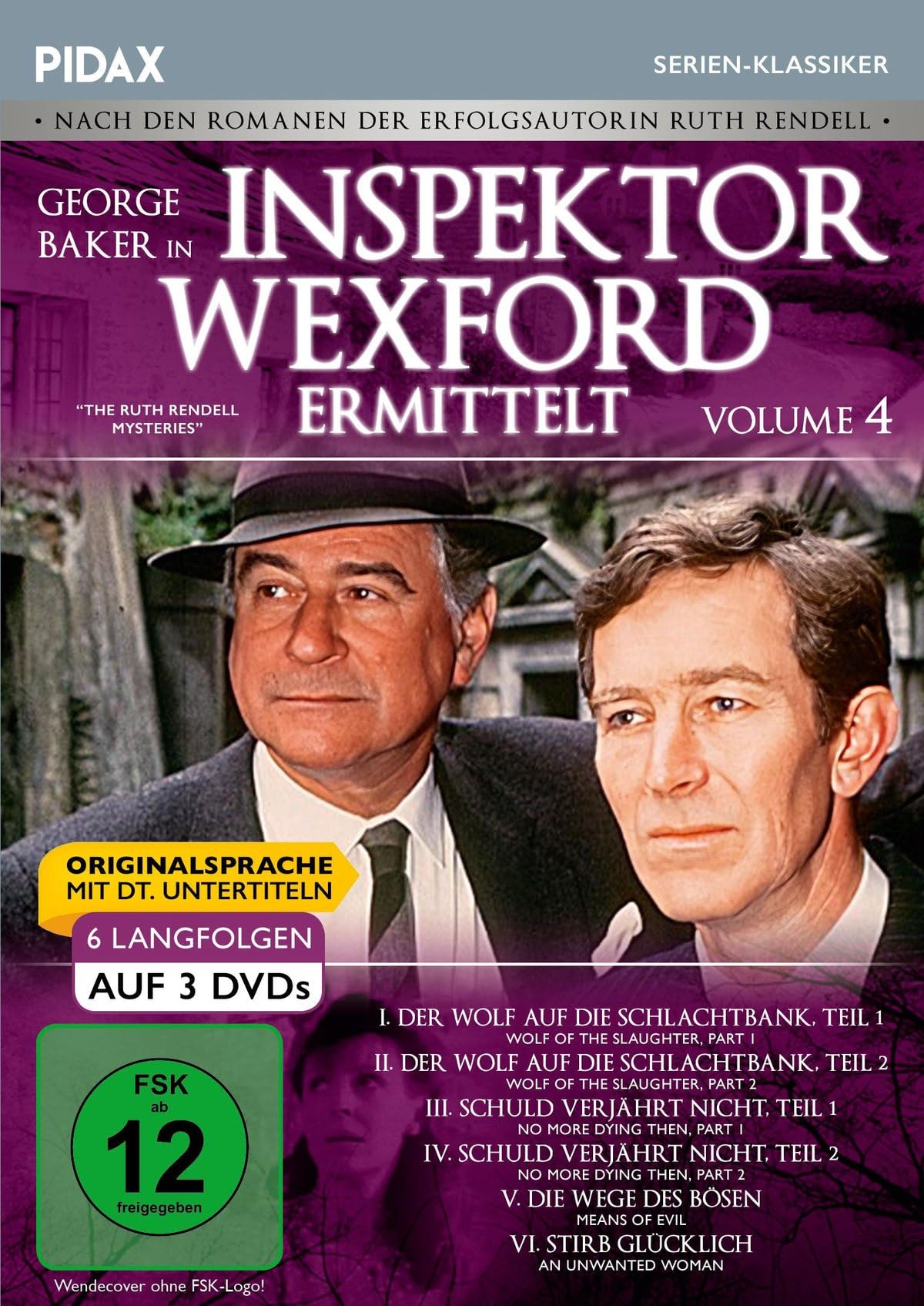 Inspektor Wexford ermittelt, Vol. 4 (The Ruth Rendell Mysteries) / Sechs spannende Langfolgen der legendären Krimiserie in Originalfassung mit deutschen Untertiteln (Pidax Serien-Klassiker