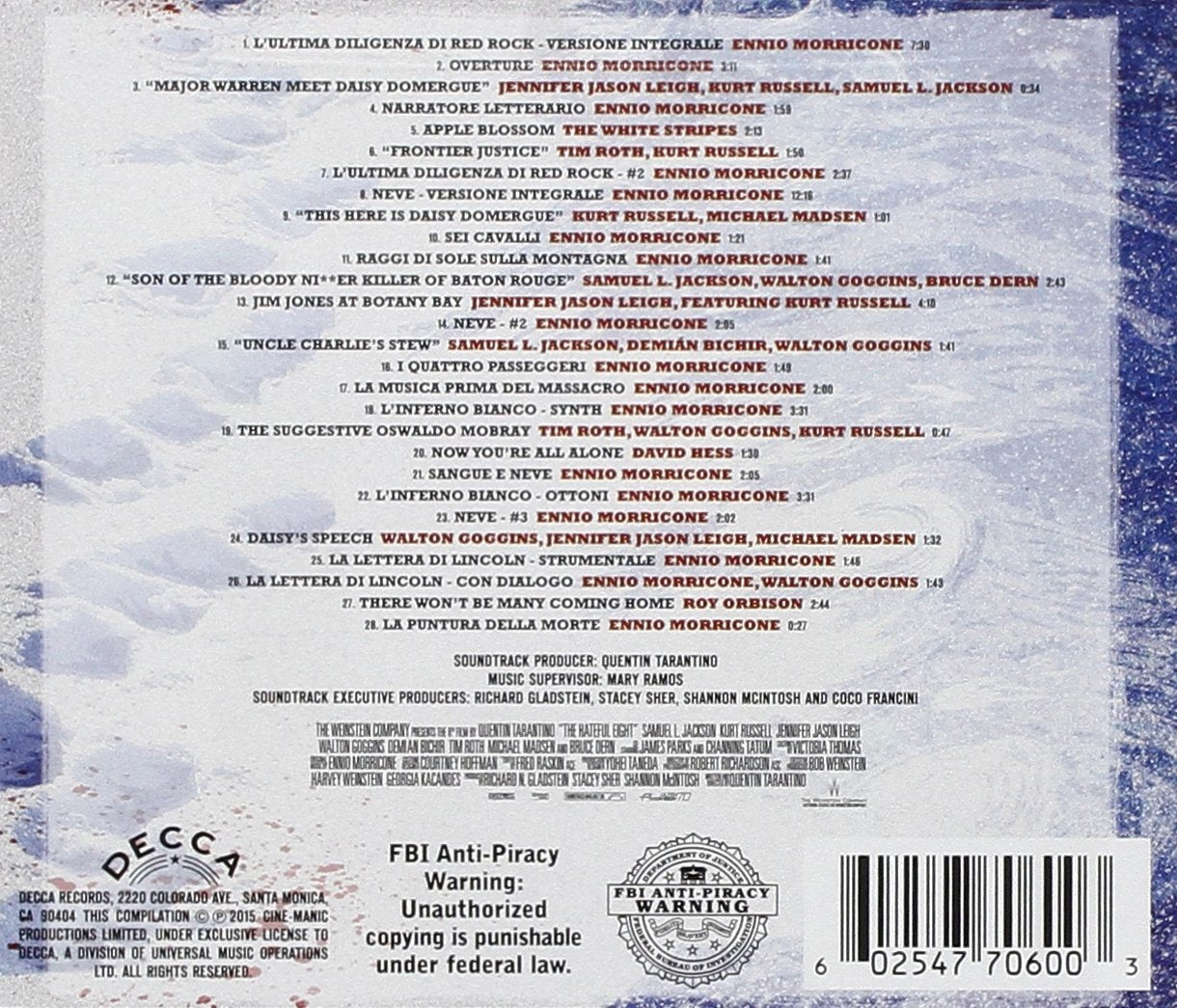 Quentin Tarantino's The Hateful Eight Explicit Lyrics