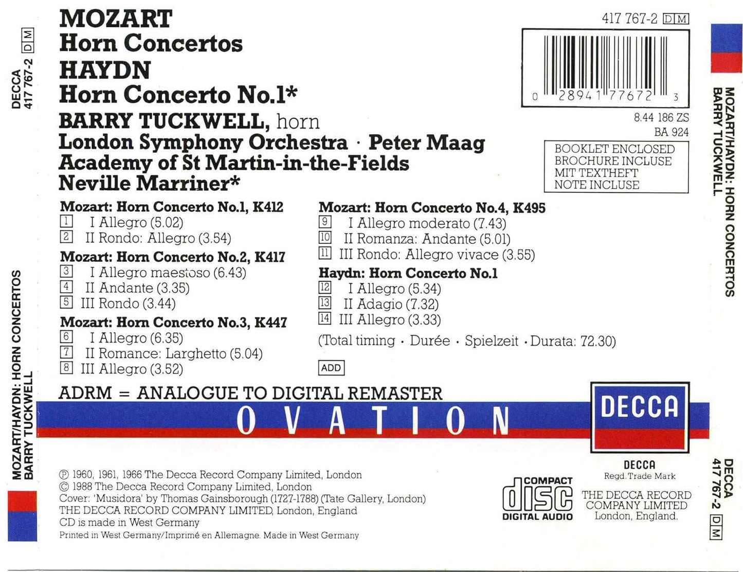 Mozart :Horn Concertos 1-4 & Haydn horn concerto