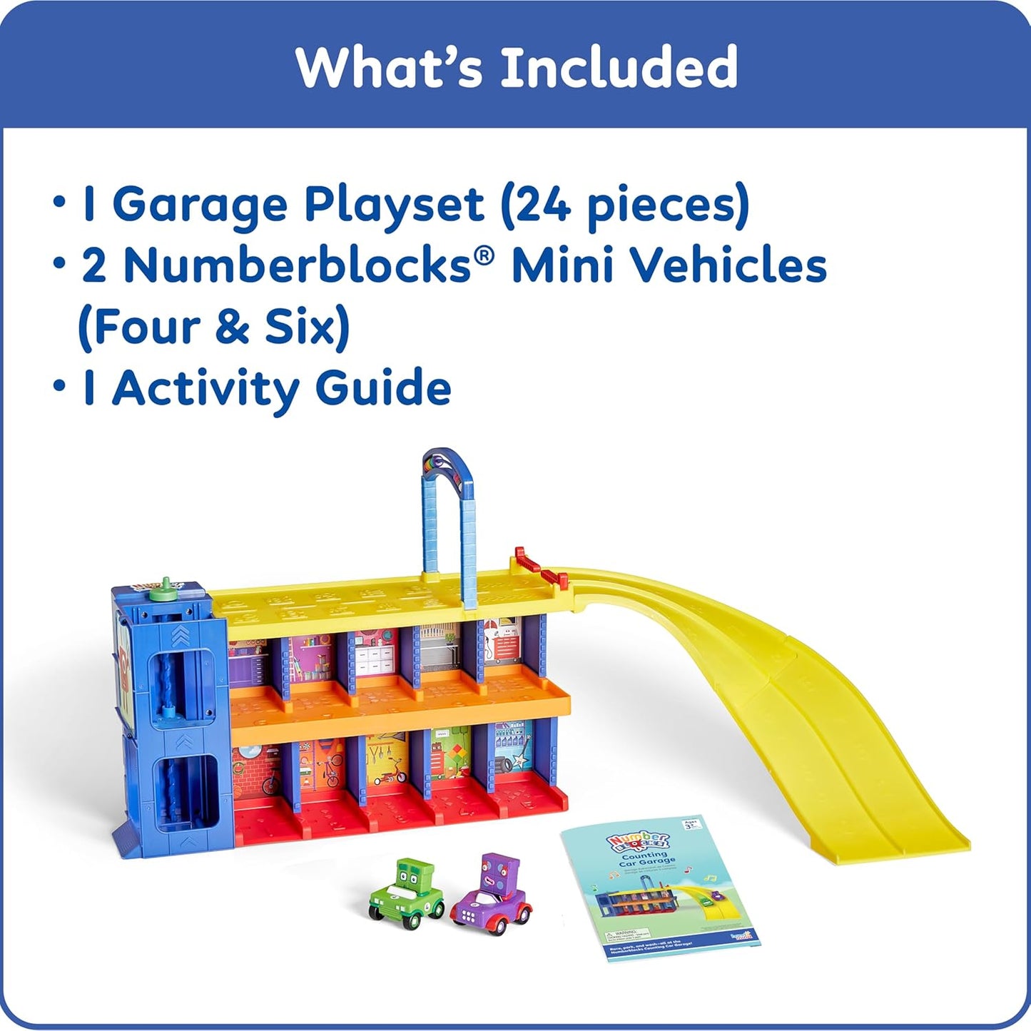 Learning Resources Numberblocks Counting Car Garage, Ages 3+, Numberblocks Toys, Interactive Garage Playset with Sounds, Maths Learning Fun, Includes 2 Mini Vehicles