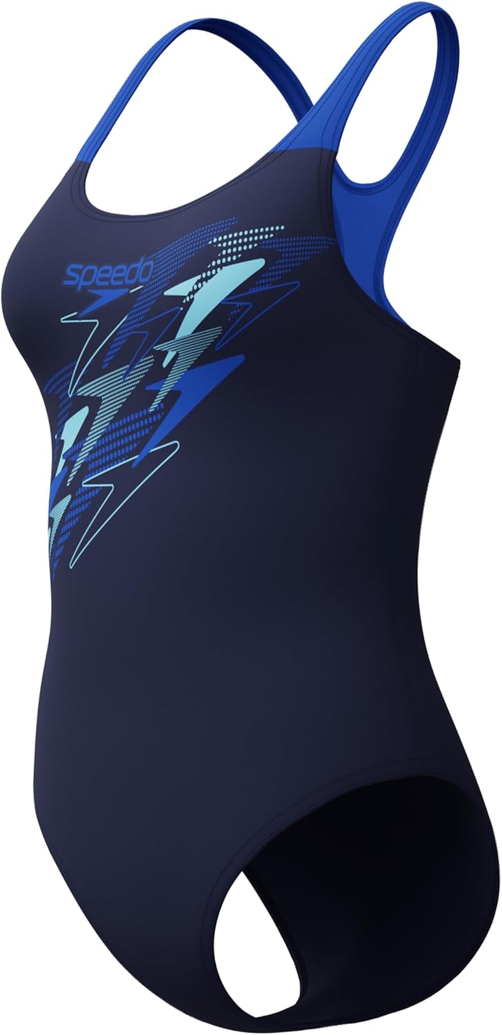 Speedo Womens Medley Logo Medalist Swimsuit Swimming Costume Peacoat/Deep Sapphire