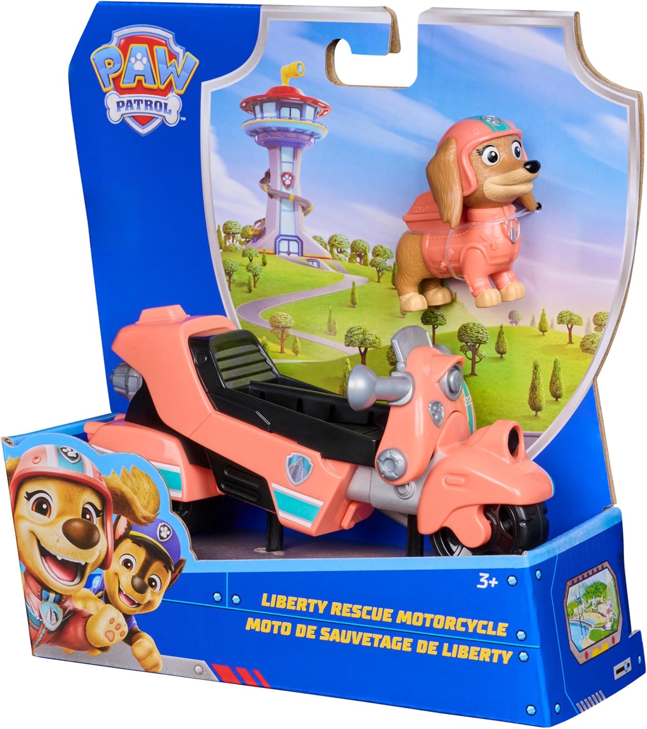 PAW PATROL - Liberty’s Rettungs-Motorrad mit Spielfigur (Basis Fahrzeug), authentische Details, Spielzeug-Motorrad für Kinder ab 3 Jahren